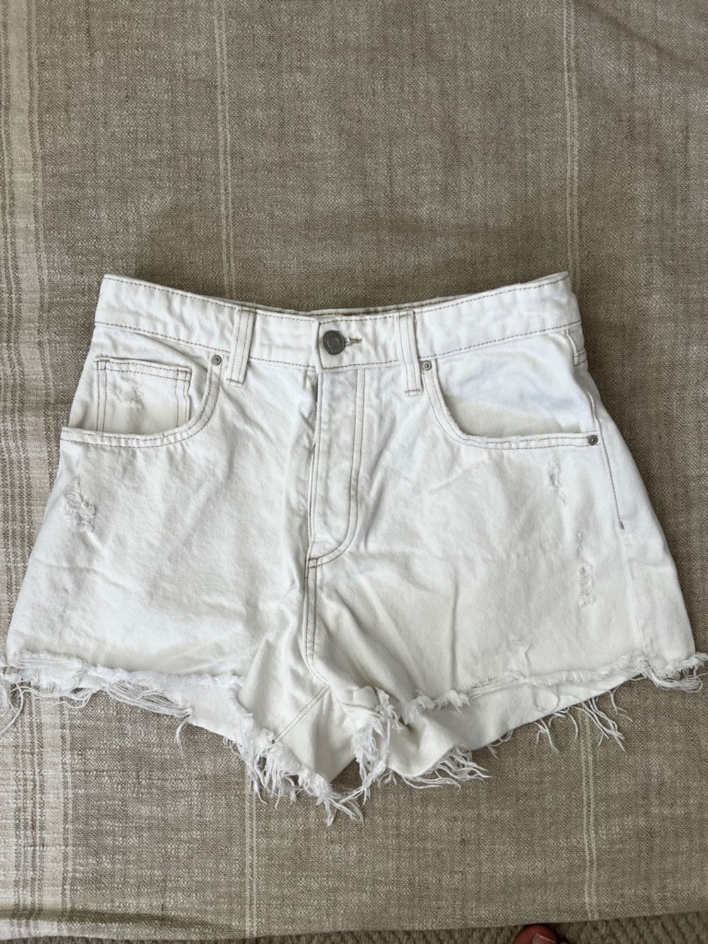 Cotton On White Distressed Denim Shorts
